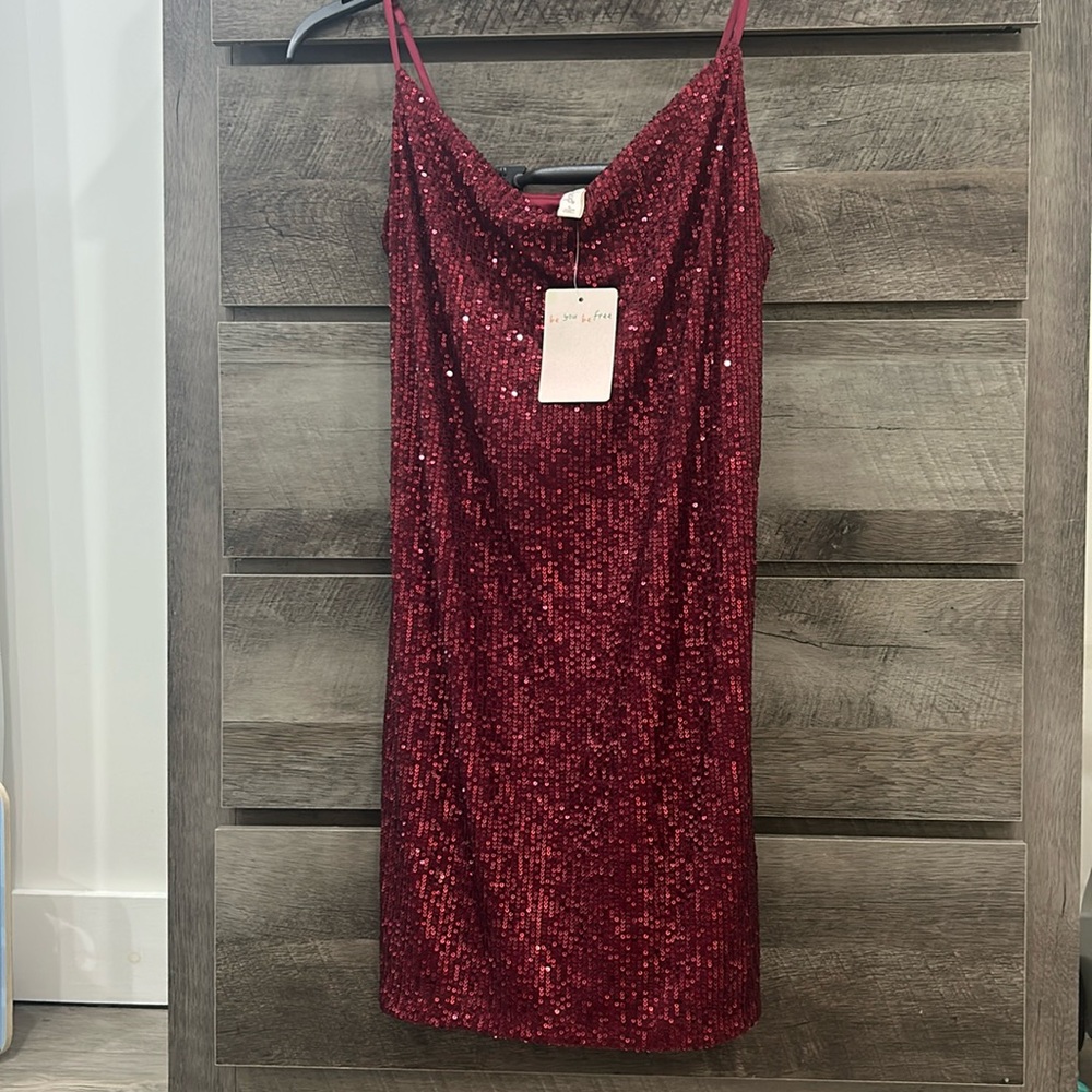 BeBop Burgundy Sequin Dress